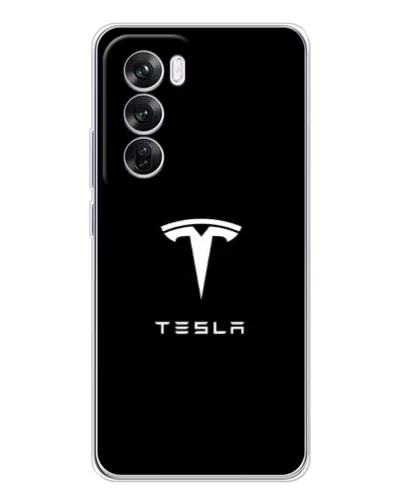Чехол для OPPO Reno 12 Pro с картинкой «Tesla White Logo» Чехол для OPPO Reno 12 Pro с картинкой «Tesla White Logo»