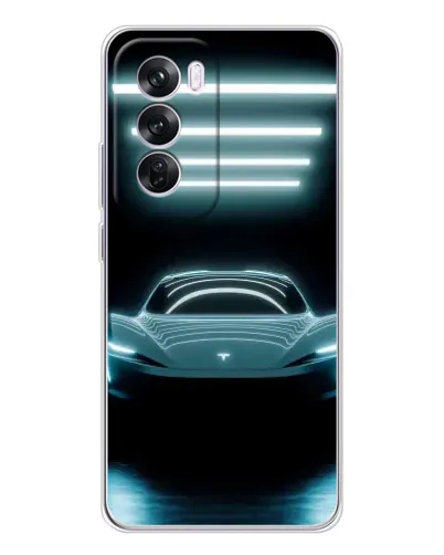 Чехол для OPPO Reno 12 Pro с картинкой «Tesla в неоне» Чехол для OPPO Reno 12 Pro с картинкой «Tesla в неоне»