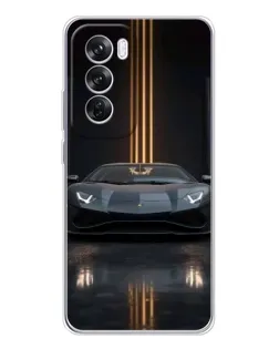 Чехол для OPPO Reno 12 Pro с картинкой «Lamborghini золотые линии»