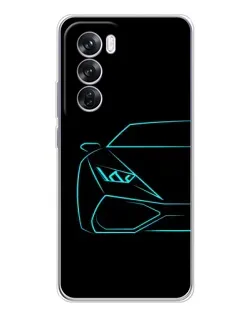 Чехол для OPPO Reno 12 Pro с картинкой «Голубой силуэт Lamborghini»
