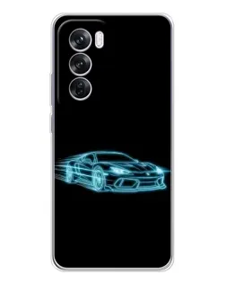 Чехол для OPPO Reno 12 Pro с картинкой «Неоновый контур Lamborghini»