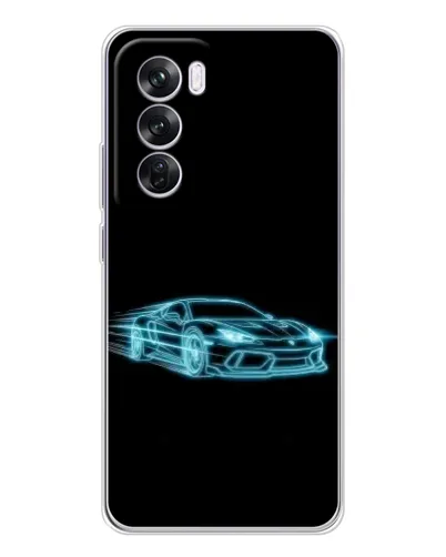 Чехол для OPPO Reno 12 Pro с картинкой «Неоновый контур Lamborghini»