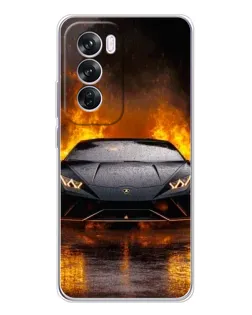 Чехол для OPPO Reno 12 Pro с картинкой «Lamborghini в огне»