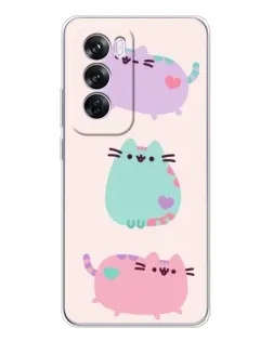 Чехол для OPPO Reno 12 Pro с картинкой «Pusheen трио»