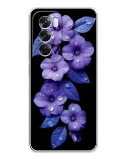 Чехол для OPPO Reno 12 Pro с картинкой «Фиолетовые цветы с росою»