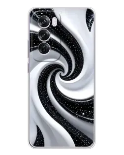Чехол для OPPO Reno 12 Pro с картинкой «Черно-белая спираль»