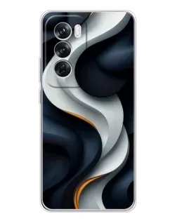 Чехол для OPPO Reno 12 Pro с картинкой «Объемные черно-белые ленты»