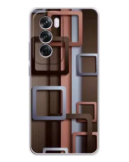 Чехол для OPPO Reno 12 Pro с картинкой «Коричневые объемные квадраты»