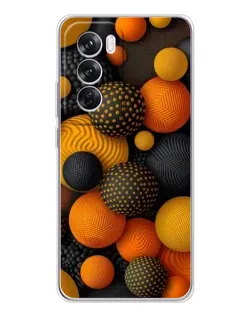 Чехол для OPPO Reno 12 Pro с картинкой «Объемные оранжевые сферы»