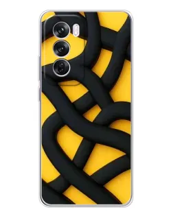 Чехол для OPPO Reno 12 Pro с картинкой «Черное желтое переплетение»