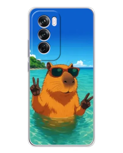 Чехол для OPPO Reno 12 Pro с картинкой «Морская капибара»