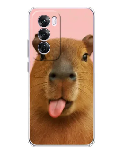Чехол для OPPO Reno 12 Pro с картинкой «Капибара с языком»