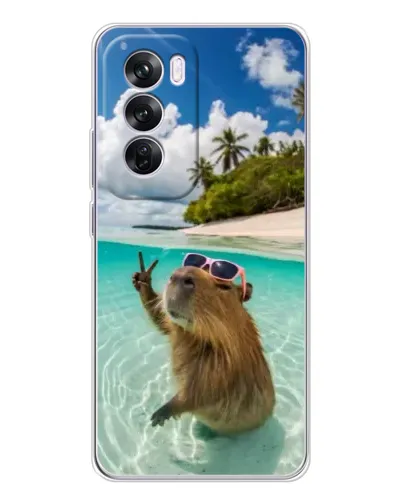 Чехол для OPPO Reno 12 Pro с картинкой «Капибара на море»