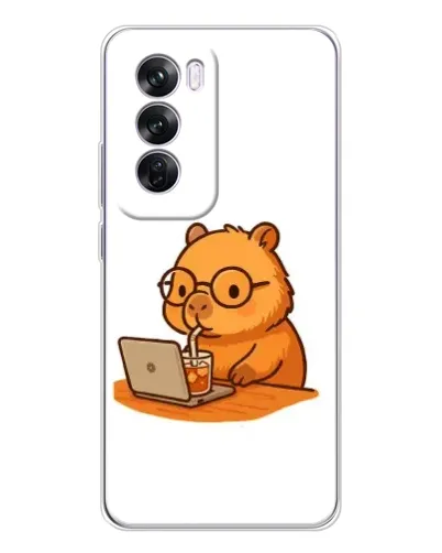 Чехол для OPPO Reno 12 Pro с картинкой «Капибара с ноутбуком»