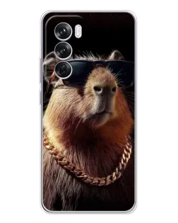 Чехол для OPPO Reno 12 Pro с картинкой «Капибара золотая цепь»