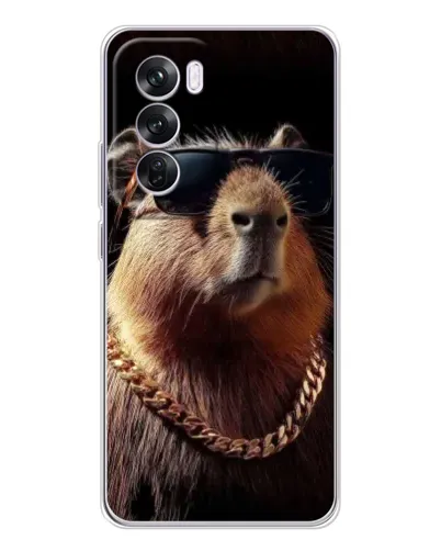 Чехол для OPPO Reno 12 Pro с картинкой «Капибара золотая цепь»