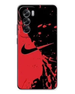 Чехол для OPPO Reno 12 с картинкой «Красные брызги Nike» Чехол для OPPO Reno 12 с картинкой «Красные брызги Nike»