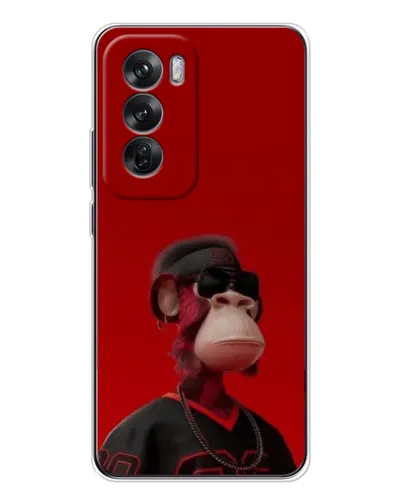 Чехол для OPPO Reno 12 с картинкой «Bored Ape в красном»