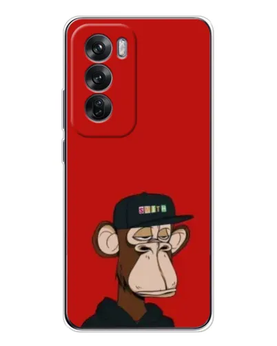 Чехол для OPPO Reno 12 с картинкой «Bored Ape — красный фон»