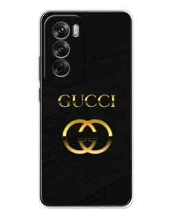 Чехол для OPPO Reno 12 с картинкой «Золотой логотип Gucci»