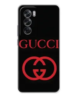 Чехол для OPPO Reno 12 с картинкой «Gucci — красный логотип»