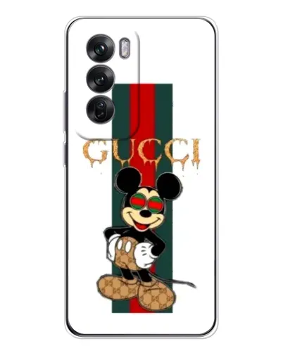 Чехол для OPPO Reno 12 с картинкой «Микки Маус Gucci — полосы» Чехол для OPPO Reno 12 с картинкой «Микки Маус Gucci — полосы»