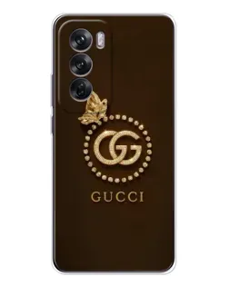Чехол для OPPO Reno 12 с картинкой «Gucci — золотая бабочка»