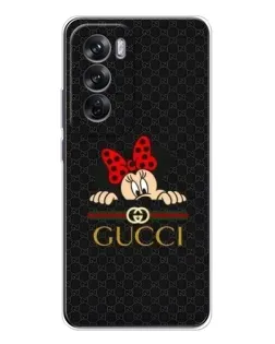 Чехол для OPPO Reno 12 с картинкой «Минни Маус Gucci — черный»