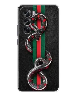 Чехол для OPPO Reno 12 с картинкой «Gucci — змея на полосе»
