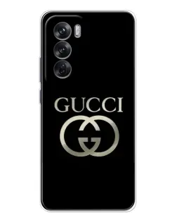 Чехол для OPPO Reno 12 с картинкой «Gucci — золото на черном»