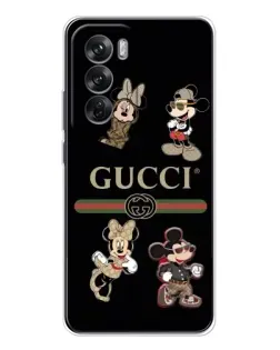 Чехол для OPPO Reno 12 с картинкой «Gucci — герои Disney и монограмма»