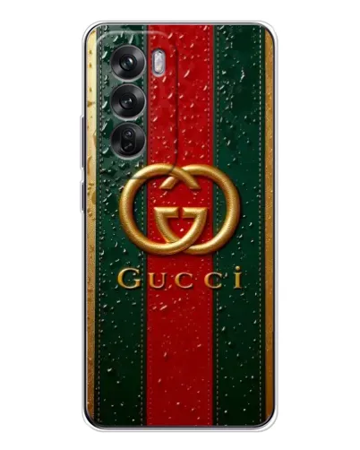 Чехол для OPPO Reno 12 с картинкой «Gucci — фирменная полоса и золото» Чехол для OPPO Reno 12 с картинкой «Gucci — фирменная полоса и золото»