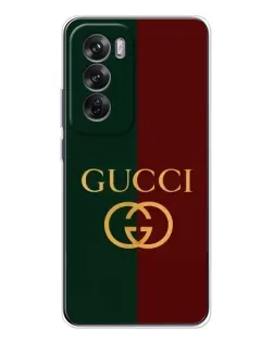 Чехол для OPPO Reno 12 с картинкой «Gucci — темно-зеленый градиент»