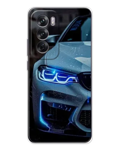 Чехол для OPPO Reno 12 с картинкой «Взгляд BMW с синими фарами»