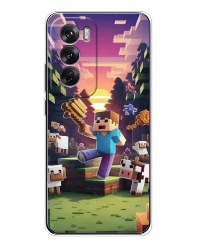 Чехол для OPPO Reno 12 с картинкой «Стив на ферме»