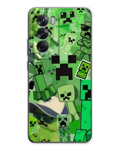 Чехол для OPPO Reno 12 с картинкой «Криперы Minecraft»