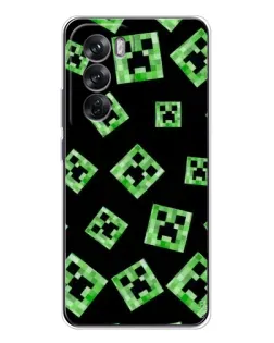 Чехол для OPPO Reno 12 с картинкой «Паттерн с криперами» Чехол для OPPO Reno 12 с картинкой «Паттерн с криперами»