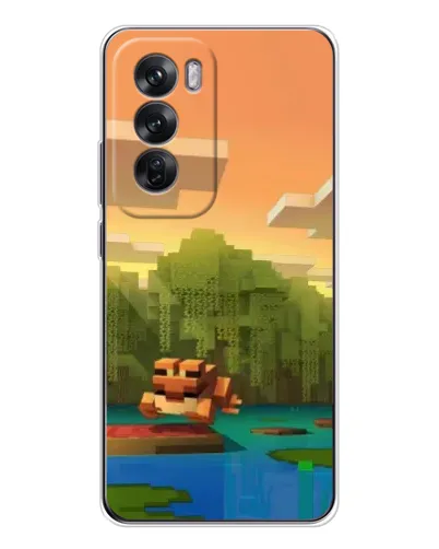Чехол для OPPO Reno 12 с картинкой «Майнкрафт закат солнца»
