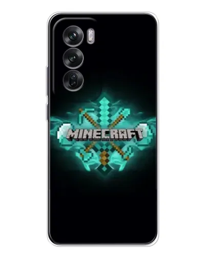 Чехол для OPPO Reno 12 с картинкой «Minecraft Diamond лого»