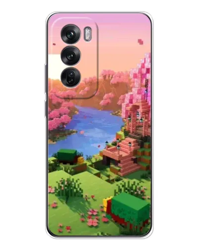 Чехол для OPPO Reno 12 с картинкой «Розовое дерево Minecraft»