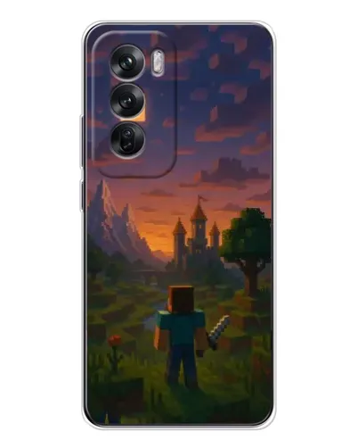 Чехол для OPPO Reno 12 с картинкой «Стив у башни»
