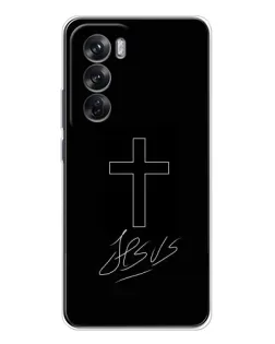 Чехол для OPPO Reno 12 с картинкой «Графический крест Jesus»