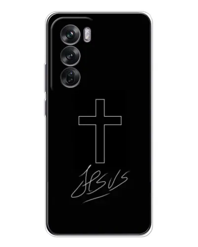 Чехол для OPPO Reno 12 с картинкой «Графический крест Jesus» Чехол для OPPO Reno 12 с картинкой «Графический крест Jesus»