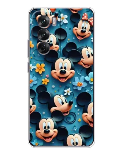 Чехол для OPPO Reno 12 с картинкой «Паттерн Микки и Минни»