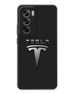 Чохол для OPPO Reno 12 з картинкою «Сталевий логотип Tesla» Чохол для OPPO Reno 12 з картинкою «Сталевий логотип Tesla»