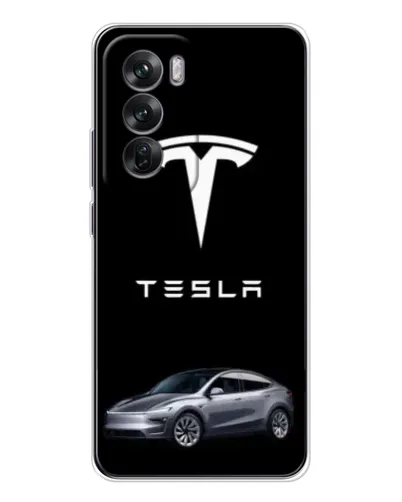 Чехол для OPPO Reno 12 с картинкой «Tesla Model Y»