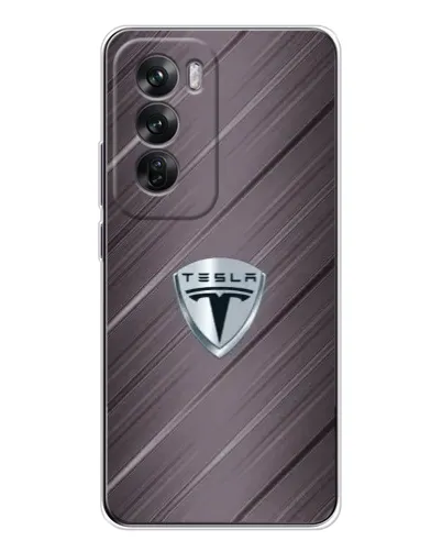 Чехол для OPPO Reno 12 с картинкой «Металлическая текстура Tesla»