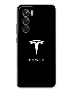 Чохол для OPPO Reno 12 з картинкою «Tesla White Logo» Чохол для OPPO Reno 12 з картинкою «Tesla White Logo»