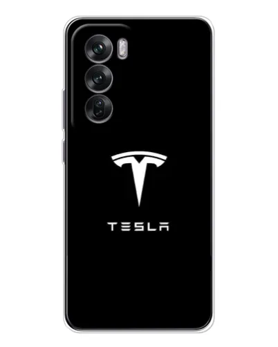 Чехол для OPPO Reno 12 с картинкой «Tesla White Logo»