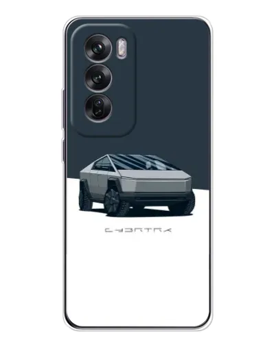 Чехол для OPPO Reno 12 с картинкой «Серебристый Cybertruck Tesla»